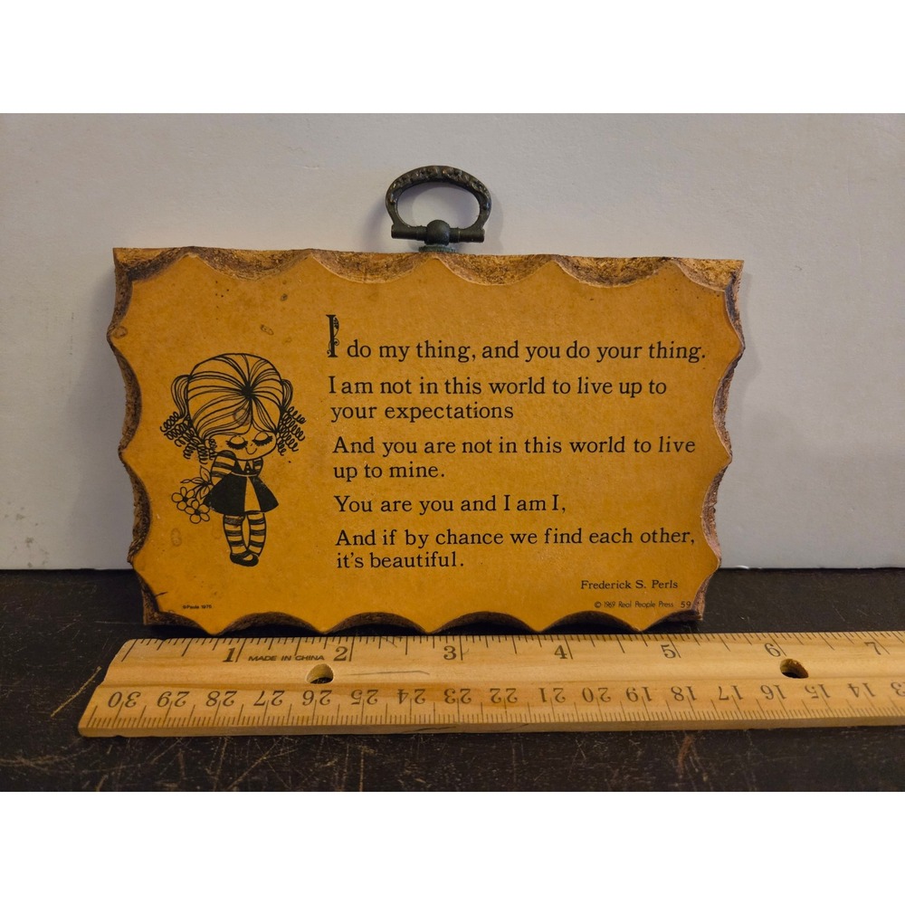Vintage Paula Wooden Motto Frederick Perls Gestalt Prayer Plaque 1970s Decor